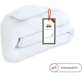 RIBECO Federbettdecke RIBECO "Laram, Bettdecken für Sommer oder Winter, Made in Germany", weiß, B:135cm L:200cm, Bezug: 100% Baumwolle. Füllung: 90% Federn, 10% Daunen, Bettdecken, Super Preis-Leistung, Bettdecke 135x200 cm oder 155x220 cm, Decke