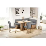 massivline&more Anna 2 130 x 83 x 169 cm Kunstleder langer Schenkel links grau/eiche