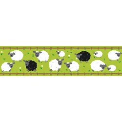 Bordüre A.S. CRÉATION "Sheep Family", grün (grün braun weiß), B:0,16m L:5m, Papier, Tapeten, Papier Wand Schräge Tür Borte Wohnzimmer Schlafzimmer Küche Design