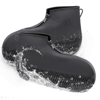 Hejo Wasserdichte Überschuhe, Schuhüberzieher Mehrweg, Regenschutz für Schuhe, Silikon Überschuhe mit Reißverschluss für Regen (Schwarz, XL)