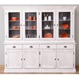 Casa Padrino Küchenbuffet Casa Padrino Landhausstil Esszimmerschrank Hellgrau / Grau 230 x 45 x H. 200 cm - Massivholz Küchenschrank - Esszimmer Möbel im Landhausstil - Landhausstil Esszimmer Einrichtung