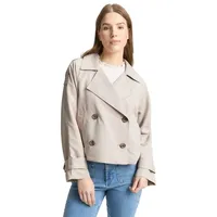 Tom Tailor Denim Kurzer Trenchcoat mit Schulterriegeln, Beige, L