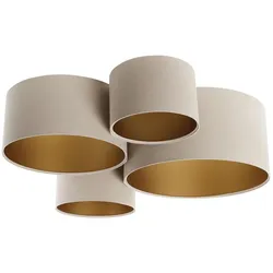4Flame Textil Deckenleuchte mit 4 Schirmen beige, gold