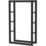 toboli Kaminholzregal Metall 100 x 25 x 60 cm freistehend Schwarz