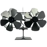 Wärmebetriebener Ofenventilator mit 12 Flügeln, Doppelkopf-Kaminventilator, Holzofen, leiser, umweltfreundlicher Wärmeventilator, effiziente