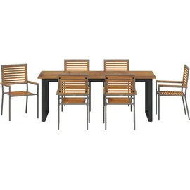vidaXL Garten Essgruppe 7-tlg. Grau