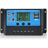 OSXCAUES 2-teilige 10A PWM Solar laderegler 12V/24V Automatische Identifizierung mit LCD Display Dual-USB