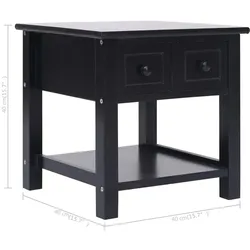 vidaXL Beistelltisch 40x40x40 cm Paulownia Holz : Farbe - Schwarz