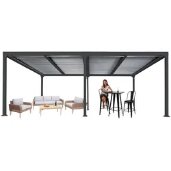 Alu Pergola MCW-L41, Lamellen-Pavillon Terrassenüberdachung, stabiles 8cm-Metall-Gestell 3x6m ~ anthrazit