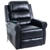 Mendler Fernsehsessel HWC-K63, Relaxsessel Sessel, Liegefunktion Aufstehhilfe Massage Heizfunktion, Kunstleder ~ schwarz