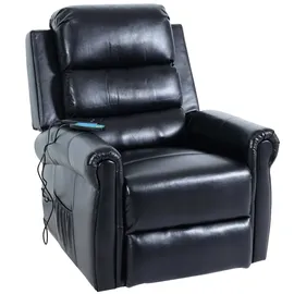 Mendler Fernsehsessel HWC-K63, Relaxsessel Sessel, Liegefunktion Aufstehhilfe Massage Heizfunktion, Kunstleder ~ schwarz