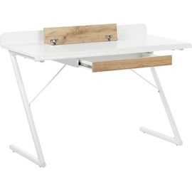 Beliani Schreibtisch weiß / heller Holzfarbton 120 x 60 cm Schublade FOCUS