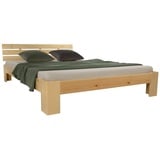 Homestyle4u 2192, Holzbett 120x200 cm Natur Doppelbett mit Lattenrost Kiefer Massivholz Bett Holz