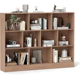 Costway Bücherregal 10 Fächer 140 x 24 x 104 cm Beige