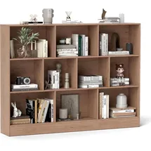 Costway Bücherregal 10 Fächer 140 x 24 x 104 cm Beige