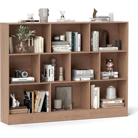 Costway Bücherregal 10 Fächer 140 x 24 x 104 cm Beige