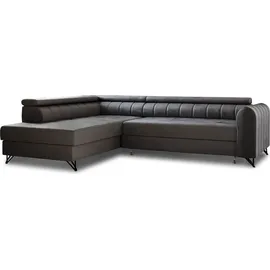 Sofnet Ecksofa mit Schlaffunktion und Bettkasten, Wohnlandschaft mit einstellbare Kopfstützen, Couch, Sofa, Bettsofa, Schlafsofa (Graphit (Kronos 22)