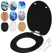 CASARIA WC-Sitz mit doppelter Absenkautomatik Holz Schwarz