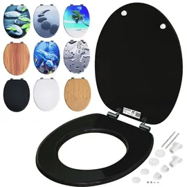 CASARIA WC-Sitz mit doppelter Absenkautomatik Holz Schwarz