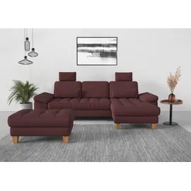 sit&more Ecksofa SIT & MORE "Westham L-Form", lila (chianti), B:275cm H:88cm T:172cm, 90% Polyester 10% Polyamid, Sofas, Ecksofa, mit Recamiere, mit oder ohne Bettfunktion, Bettkasten, Füße Eiche
