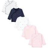 TupTam Baby Mädchen Langarm Wickelshirt Baumwolle 5er Set, Farbe: Bärchen Rosa Weiß Herzen Dunkelblau Sterne Grau Apricot, Größe: 56 - 56