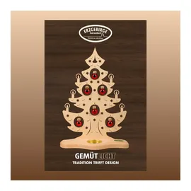 Weigla "Weihnachtsbaum mit roten Kugeln, NATUR, Made in Germany", beige (natur), B:21cm H:30,5cm T:8,5cm, Holzwerkstoff, Kerzenhalter, Teelichthalter, aus Holz