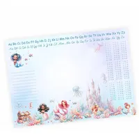 A3 Schreibtischunterlage Meerjungfrau Unterwasser mit kleinem 1x1 und Alphabet Notizblock 50 Blatt Malunterlage Papier 50 Blatt Kinder Mädchen Schreibtisch Auflage
