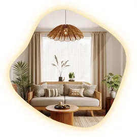 Tulup LED Spiegel Amorpher LED Spiegel 77x76,6 cm LED Wohnzimmerspiegel OrganischGroßer LED Badspiegel Unregelmäßig Warmweiß 3000K