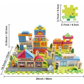 COFI 114-teiliges Spielset aus Schaumstoffbausteinen für die frühe Bildung, Bauen Sie spielerisch eine Stadt