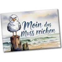 Speecheese Möwe Aquarell Moin Spruch Souvenir Souvenir Magnet Maritim