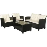 Outsunny Rattan Gartengarnitur 4-tlg. schwarz inkl. Kissen 860-117CW