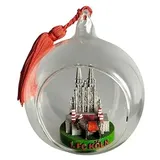 1. FC Köln Weihnachtsbaumkugel Glas 3D – Offizielle Christbaumkugel aus Glas – Weihnachtsdeko für FC Köln Fans – Baumkugel Fußball Fanartikel Rot Weiß – Geschenkidee Weihnachten