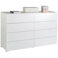 CARRYHOME Sideboard Weiß Hochglanz, - 140x85x44 cm)