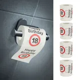 Toilettenpapier 4er Set "Happy Birthday18" │18.Geburtstag 24 Meter 2-lagig 180gr/qm │ Klopapier Motivpapier WC-Papier (4 x Toilettenpapier 18)