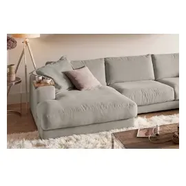 KAWOLA Wohnlandschaft U-Form Madeline Cord Longchair links steingrau