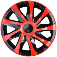 Luckyberg Radkappen 14 Zoll Draco | Zierkappen in vielen Farben, Radzierblenden 4er-Set für die meisten Automarken und Stahlfelgen. Felgenabdeckung für Autofelgen. (14" - ROT/SCHWARZ)