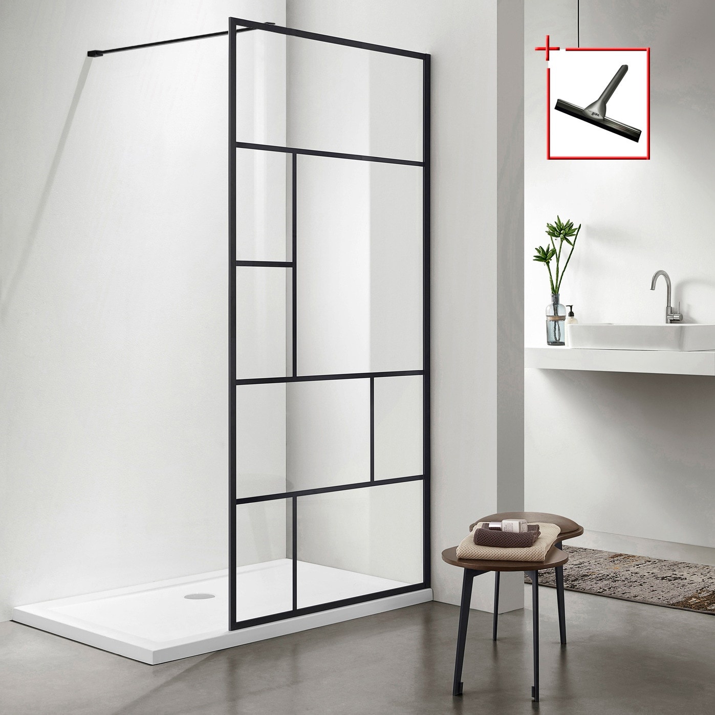 Walk-in-Dusche WELLTIME "Duschabtrennung" Duschwände Gr. B/H: 100 cm x 190 cm, silberfarben (schwarz) Duschen