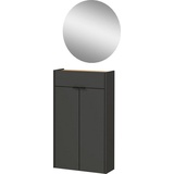 Germania Garderoben-Set »Ameca«, (Set, 2 St.), Mehrzweckschrank und Spiegel, geringe Tiefe, ideal für schmale Flure, grau