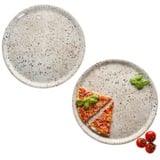 MamboCat Pizzateller 2x Pizzateller Stone Drops Ø33cm 2 Personen XL-Teller 3D Steinoptik