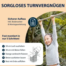 Hudora Turnreck Fabian Standard/Pro - einfache/doppelte Turnstange für Kinder & Erwachsene - 4-Fach höhenverstellbare Gymnastikstange - belastbare Outdoor-Fitnessstange für bis zu 100kg