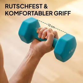 sportnow Hantel-Set Kurzhanteln 1-4 kg rutschfeste Griffe bunt/grau/grün/rosa