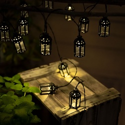 Lichterkette Solarleuchten Aussen LED Solarlampe Gartenlampe Dekoration in Laternenform, Kunststoff schwarz, 20x LED warmweiß, L 200 cm