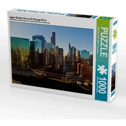 Upper Wacker Drive mit Chicago River (Puzzle)