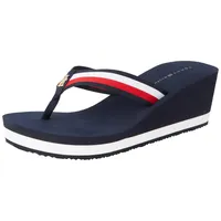 TOMMY HILFIGER Damen TH Corporate Wedge Beach Sandal FW0FW08520 Zehentrenner, Blue (Space Blue), 39 EU