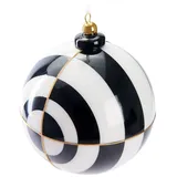 Brubaker Premium Weihnachtskugel mit Kreis Muster - Schwarz/Weiß und Gold - 10 cm Baumkugel aus Glas mit Porzellan Topper - Hergestellt in Handarbeit - Christbaumschmuck Christbaumkugel