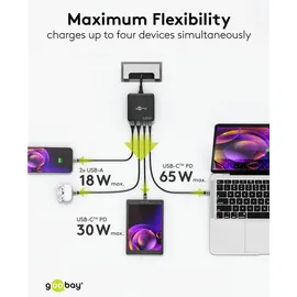 goobay Multiport 4-fach Tischladegerät (65 W) schwarz