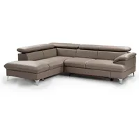 Ecksofa - stone - Leder - Basismodell - Recamiere links Sofa Wohnlandschaft