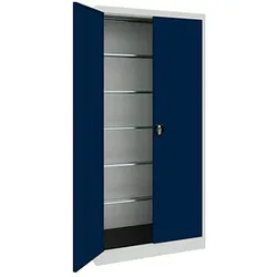 mauser Stahlschrank BF 5 PLE  - 7035/5003 lichtgrau, saphirblau 95,0 x 50,0 x 195,0 cm, aufgebaut