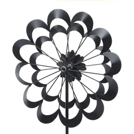 MARELIDA XXL Doppel Windrad ANTIK - Gartendeko - Metall - Erdspieß - H: 1,80m - kupferfar...