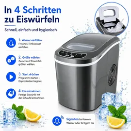 mspoint Eiswürfelmaschine Eiswürfelbereiter Eiswürfel Ice Maker Eis Maschine Icemaker Dunkelgrau